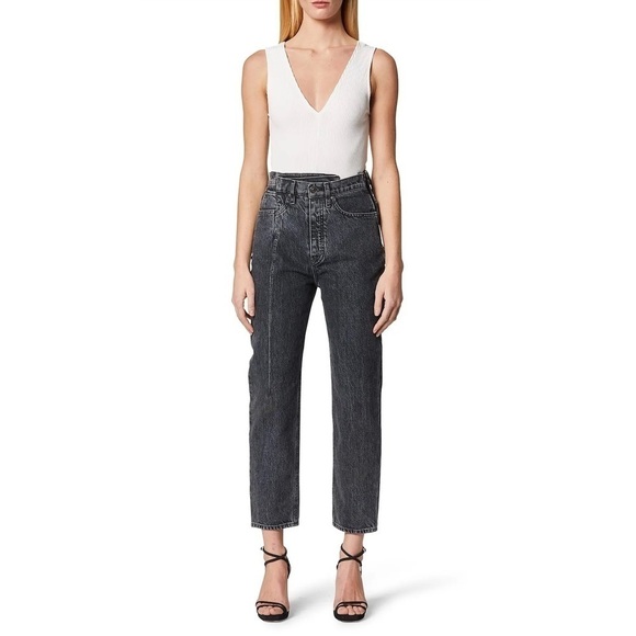 Hudson Jeans Denim - Hudson Jeans High Rise Straight Leg Jeans in Washed Black